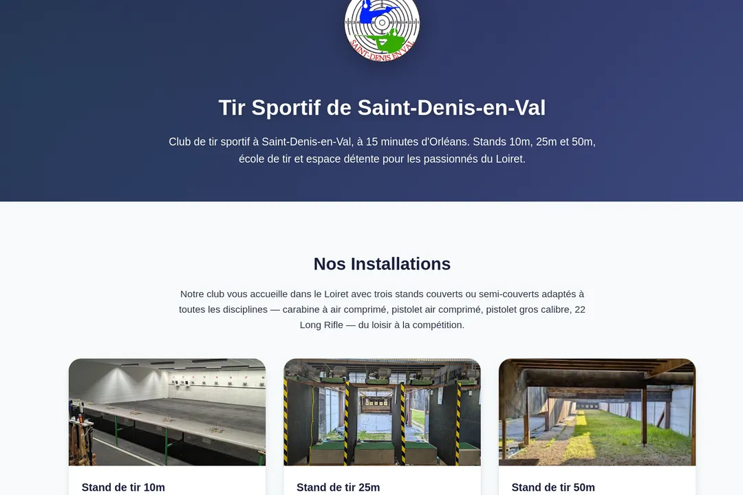 Capture d'écran du site du club de tir sportif de Saint-Denis-en-Val